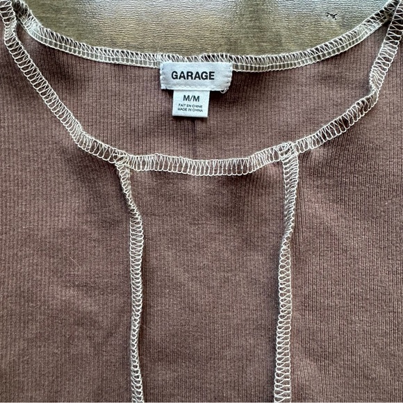 Garage Exposed Seams Cropped Muscle Tank Brown Size M - Picture 6 of 9